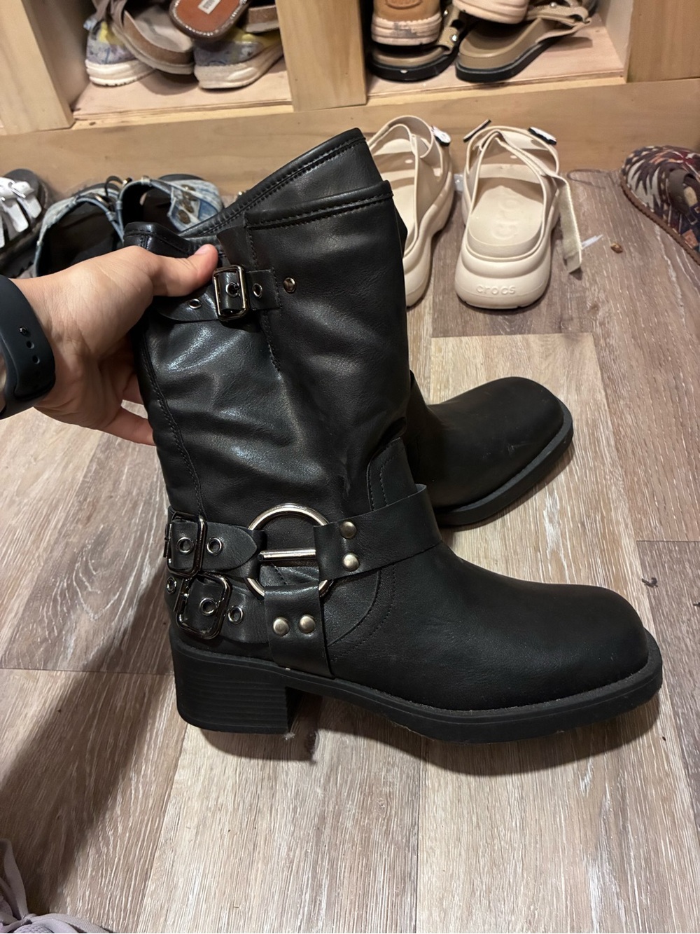 Black Women's Mid-Calf combat Boots
